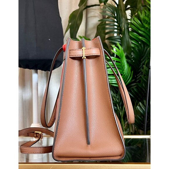 Tory Burch Brown Leather Large Walker Tote with Detachable Strap - Picture 3 of 13